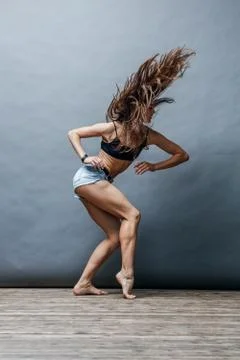 The modern ballet dancer dancing Stock Photos