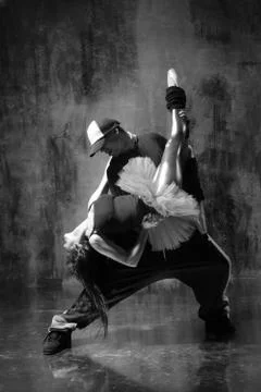 The modern ballet dancer dancing Stock Photos