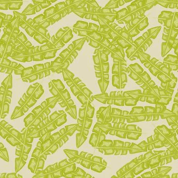 Modern Banana leaf seamless pattern with hand drawn tropical print. Summer ar Stock Illustration