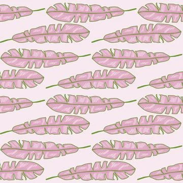 Modern Banana leaf seamless pattern with hand drawn tropical print. Fashionab Stock Illustration