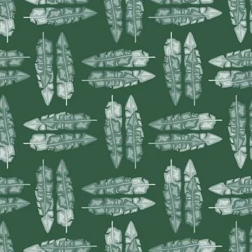 Modern Banana leaf seamless pattern with hand drawn tropical print. Summer ar Illustrazione stock