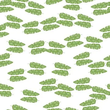 Modern Banana leaf seamless pattern with hand drawn tropical print. Summer ar Stock Illustration