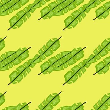 Modern Banana leaf seamless pattern with hand drawn tropical print. Summer ar Stock Illustration