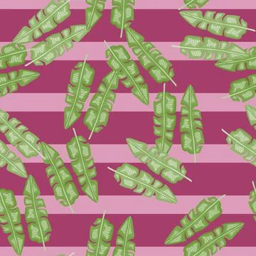 Modern Banana leaf seamless pattern with hand drawn tropical print. Summer ar Stock Illustration