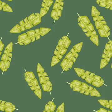 Modern Banana leaf seamless pattern with hand drawn tropical print. Summer ar Stock Illustration