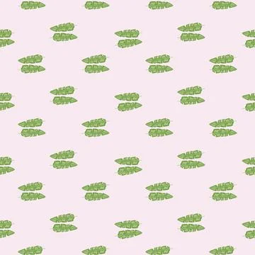 Modern Banana leaf seamless pattern with hand drawn tropical print. Summer ar Stock Illustration