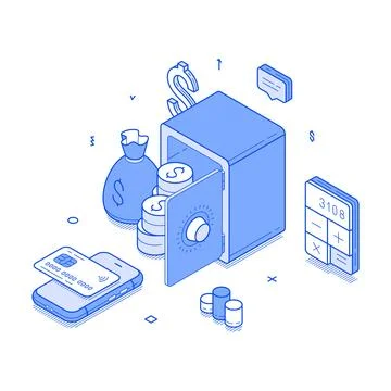 Modern Banking Security and Technology Vector Illustration Stock Illustration