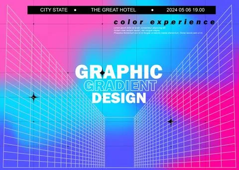 Modern banner design template with 3D grid Stock Illustration