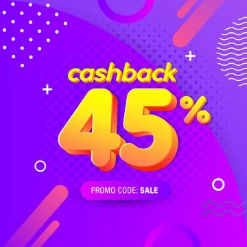 Modern Banner design template with 45% cash back offer. Stock Illustration