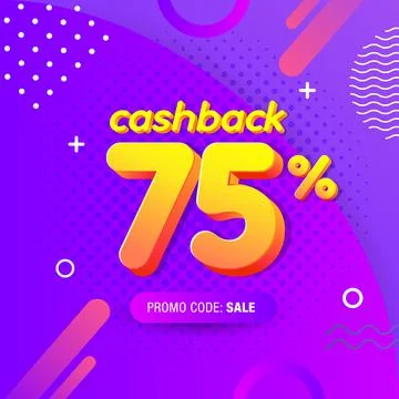 Modern Banner design template with 75% cash back offer Stock Illustration