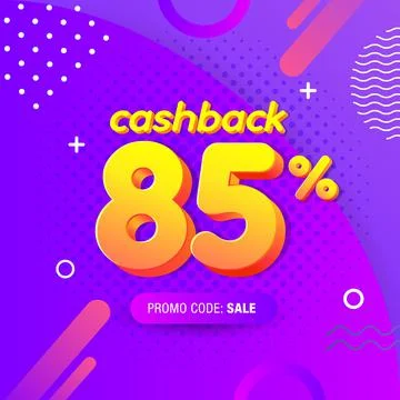 Modern Banner design template with 85% cash back offer. Stock Illustration
