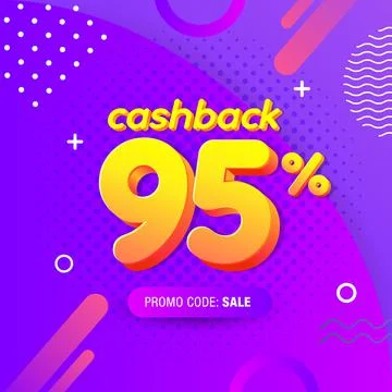 Modern Banner design template with 95% cash back offer. Stock Illustration