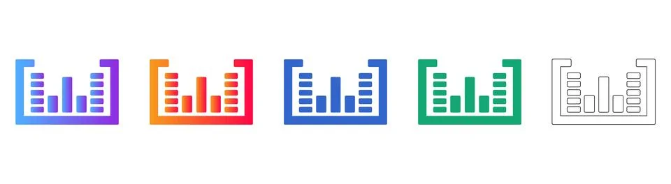 Modern Bar Chart Data Analysis Icons Stock Illustration