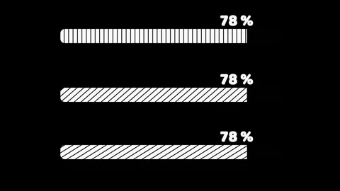 Modern bar chart with three horizontal bars, percentage labels, black backg.. Stock Footage 338216083