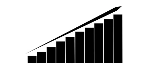 Modern bar chart visualizes rising investment market trends. Interactive ba.. Stock Footage 338240265