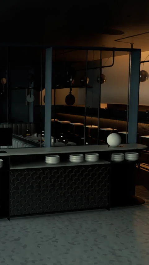 Modern bar interior design with dim lighting and simple decor Stock Footage 335356631