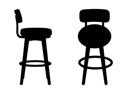 Modern Bar Stool Silhouette Vector Illustration for Interior Design Stock-Illustration