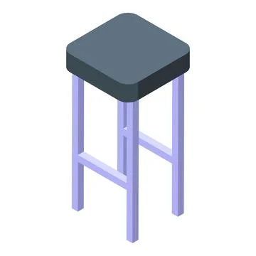 Modern bar stool with square seat and metal legs isometric view Stock Illustration