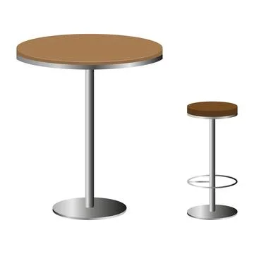 Modern bar table and stool set. Vector illustration in flat style. High Stockillustratie