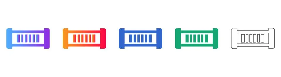 Modern Barcode Scanner Device Icon Set Stock Illustration