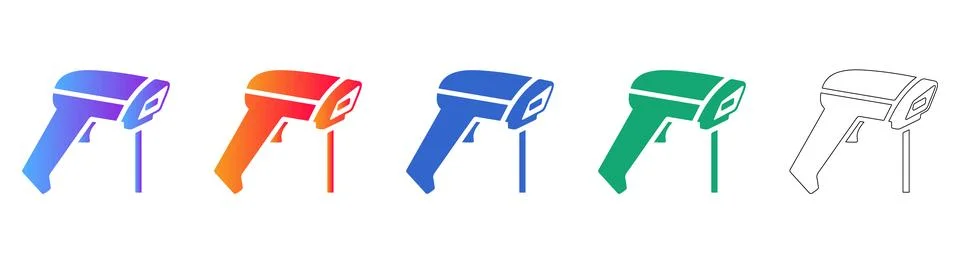 Modern Barcode Scanner Icon Set for POS Systems Stock Illustration