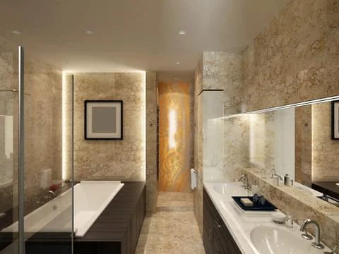 Modern bathroom 3d rendering Stock Illustration