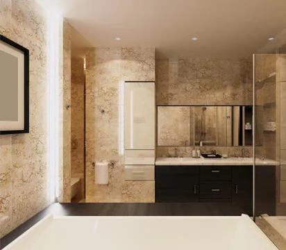 Modern bathroom 3d rendering Stock Illustration