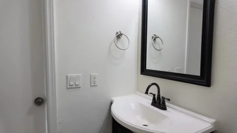 Modern Bathroom and Interior Space with Clean Design and Natural Light Stock Footage 311207270