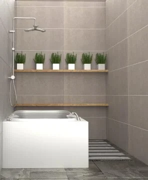 Modern bathroom - Bath room interior design. 3D rendering Stock Illustration