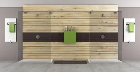 Modern bathroom with double shower Stock Illustration
