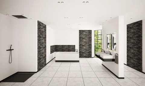 Modern bathroom interior 3d render Stock Illustration