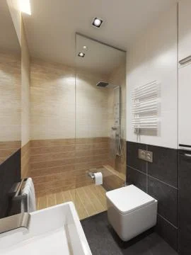 Modern bathroom interior, 3d rendering Stock-Illustration