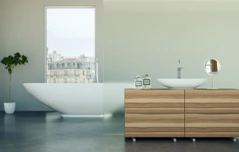 Modern bathroom interior 3d rendering mock up Illustrazione stock