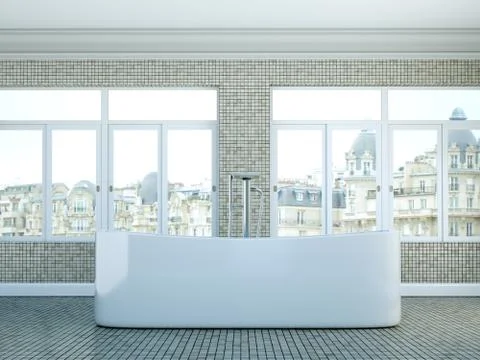 Modern bathroom interior 3d rendering mock up Stock Illustration