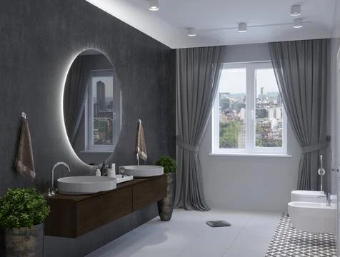 Modern bathroom interior. 3d rendering mockup. Stock Illustration