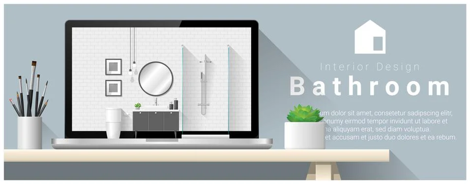 Modern bathroom interior design background Stock Illustration
