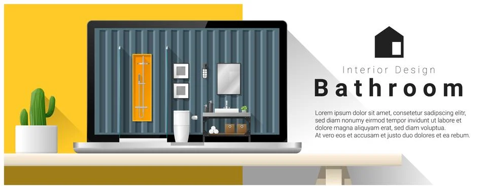 Modern bathroom interior design background Stock Illustration
