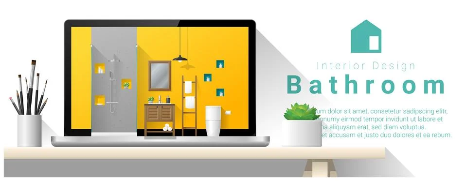 Modern bathroom interior design background Stock Illustration