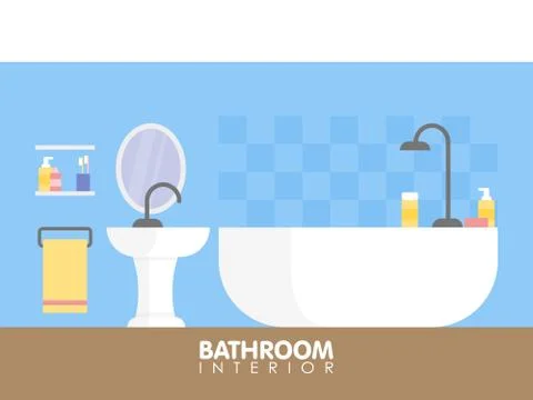 Modern bathroom interior design icon. Vector illustration 스톡 일러스트