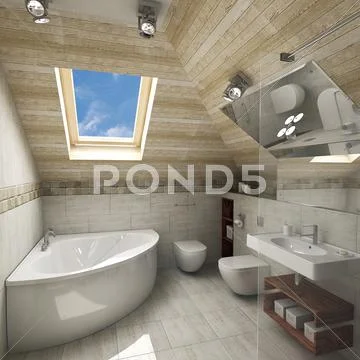 Modern bathroom interior Stock Illustration