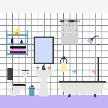 Modern bathroom interior Stock Illustration