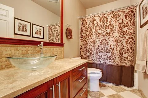 Modern bathroom interior in soft brown tones Stock Photos