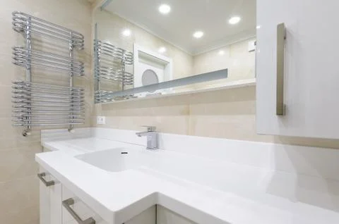 Modern bathroom with mirror Stock Photos