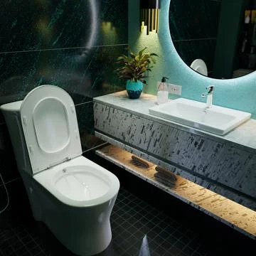 Modern bathroom render Stock Photos