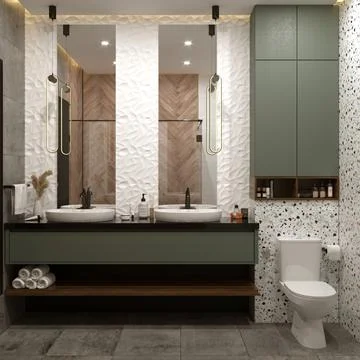Modern bathroom render Stock Photos
