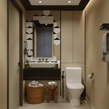 Modern bathroom render Stock Photos
