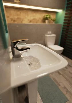 Modern bathroom render Stock Photos