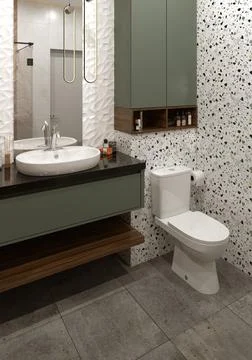 Modern bathroom render Stock Photos