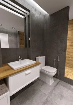 Modern bathroom render Stock Photos