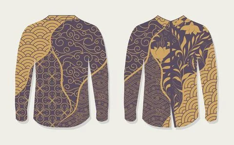 Modern batik Mockup Front and Back on White Background Illustrazione stock